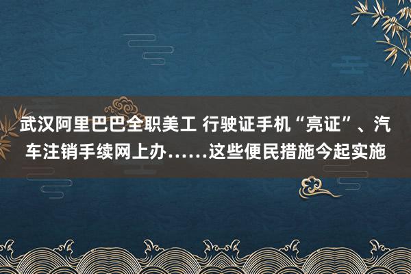 武汉阿里巴巴全职美工 行驶证手机“亮证”、汽车注销手续网上办……这些便民措施今起实施