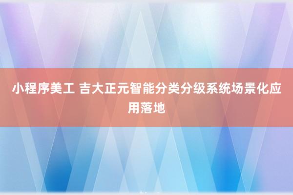 小程序美工 吉大正元智能分类分级系统场景化应用落地